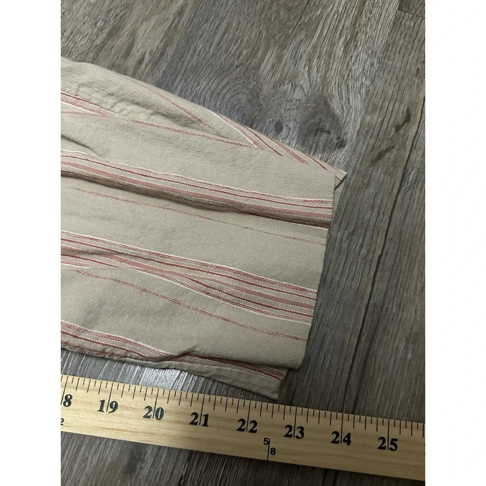Banana Republic Sz 12 Avery‎ Striped Linen Blend Tailored Ankle Pants Beige Pink